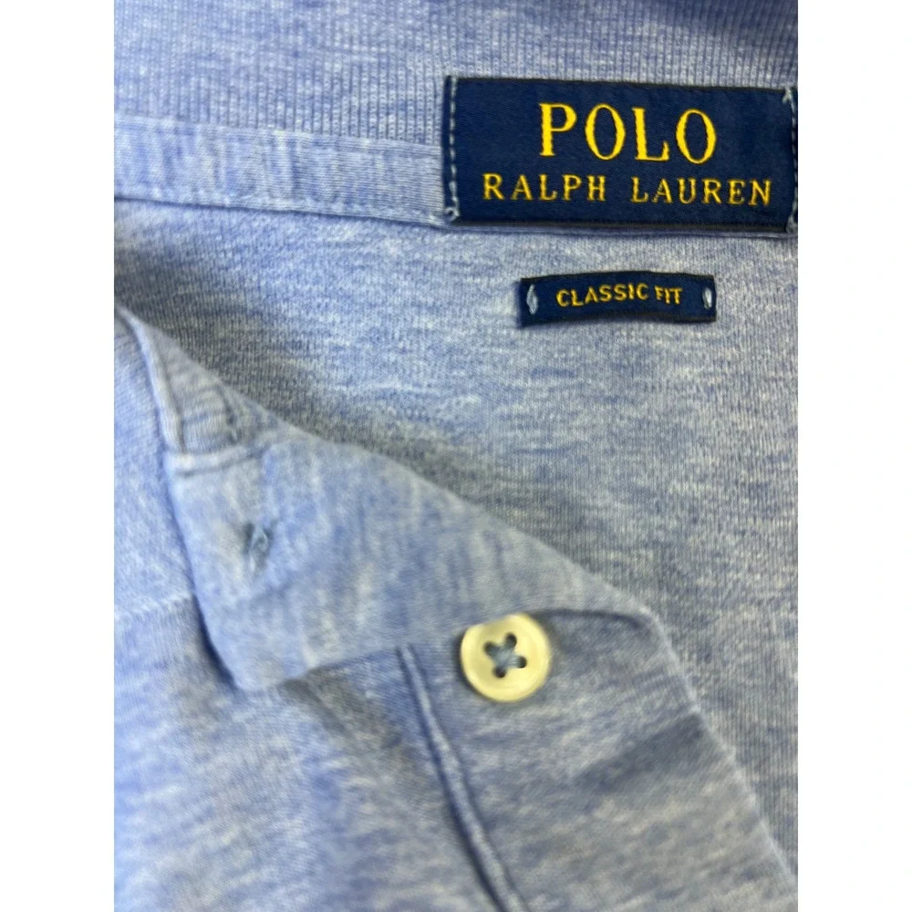 Polo Ralph Lauren Shirt Mens Classic Fit Heathered Blue Cotton Polo  XL Pony